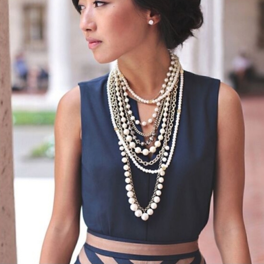 Tory Burch White Pearl Necklace with Gold Details - Picture 6 of 6